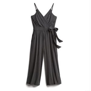 Pinstripe Ankle Crop Jumpsuit